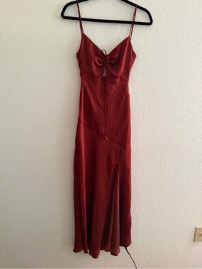 Maxi Slip Dress with Tie Front Rouched Detail Spaghetti Straps
